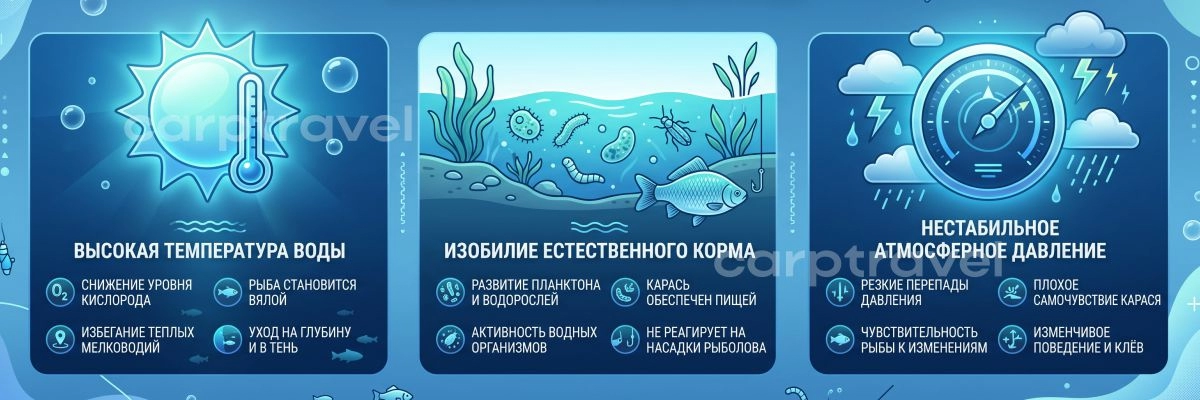 Три кита июльского бесклёвья — жара, сытость и погода