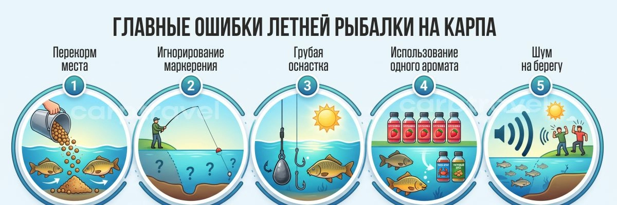 Главные ошибки летней рыбалки на карпа — и как их избежать Главные ошибки летней рыбалки на карпа — и как их избежать