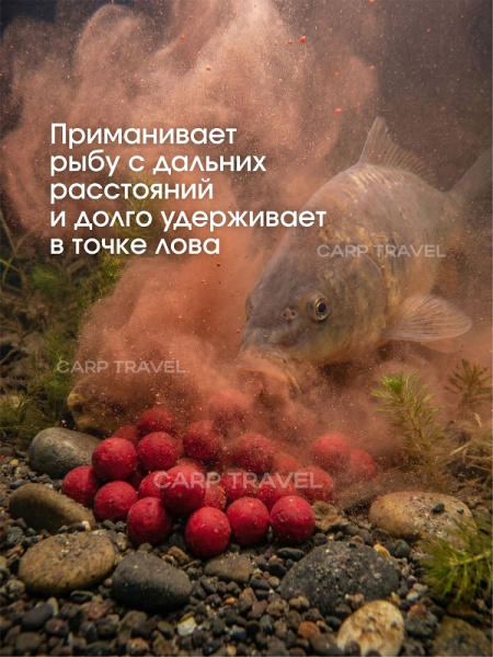 Бойлы пылящие Carptravel насадочные Strawberry 14мм 100 г (Клубника) 4