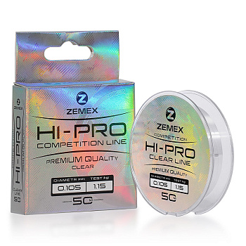 Поводочная леска Zemex HI-PRO COMPETITION LINE  50м 3,21кг/0,165мм (Прозрачный) 