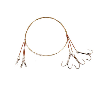 Поводок с тройником F-fishing Stainless Steel №4 сталь 30см /  8 кг коричневый 3 шт.