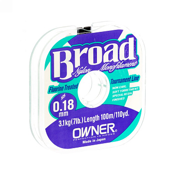 Поводочная леска Owner Broad  100м 3,1кг/0,18мм (Прозрачный) 